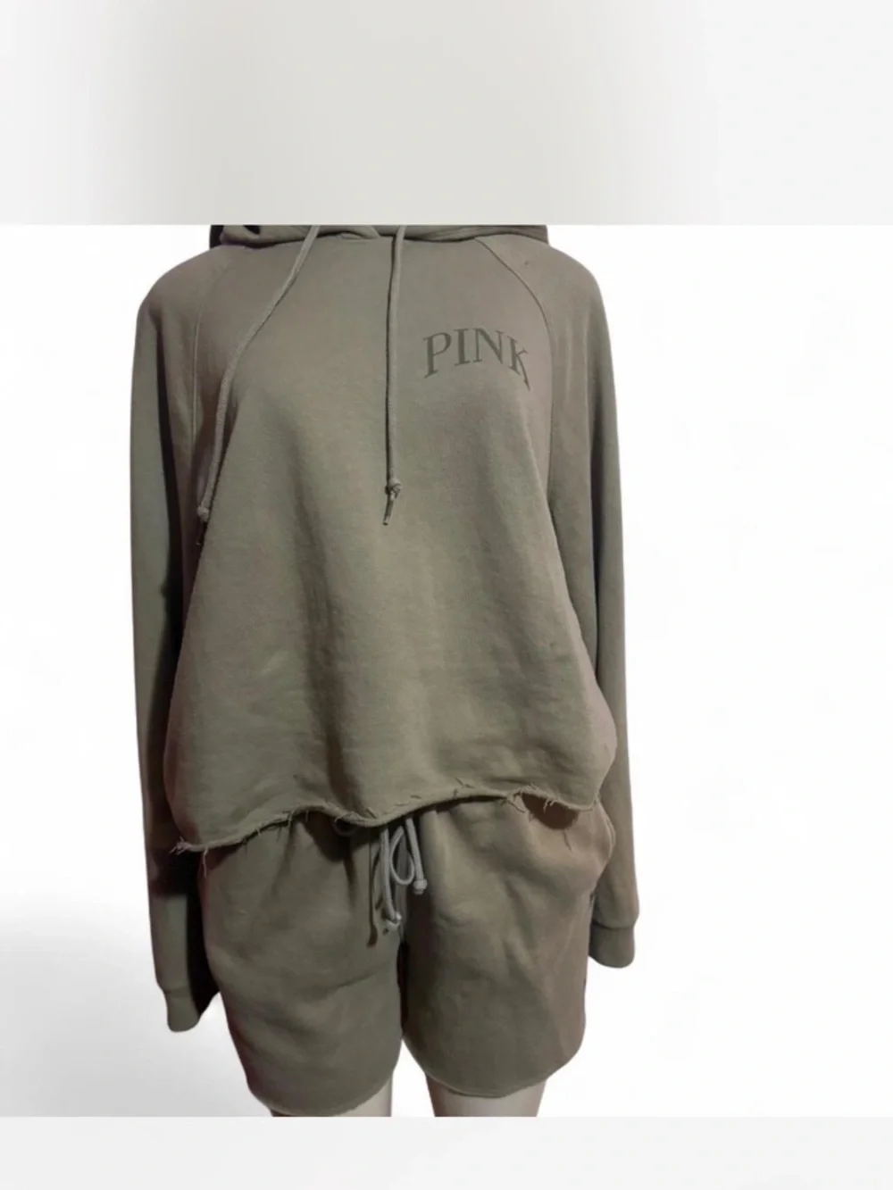 PINK Victoria's Secret Olive Green Fleece Hoodie Set - Picture 1 of 5